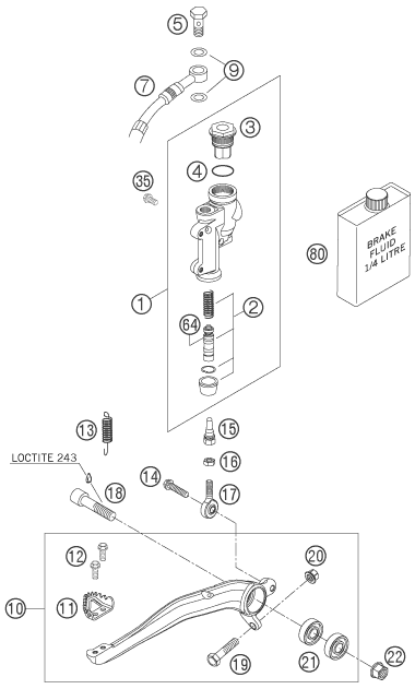 SYSTEME DE FREIN ARRIERE POUR 450 EXC RACING SIX DAYS 2006 EU