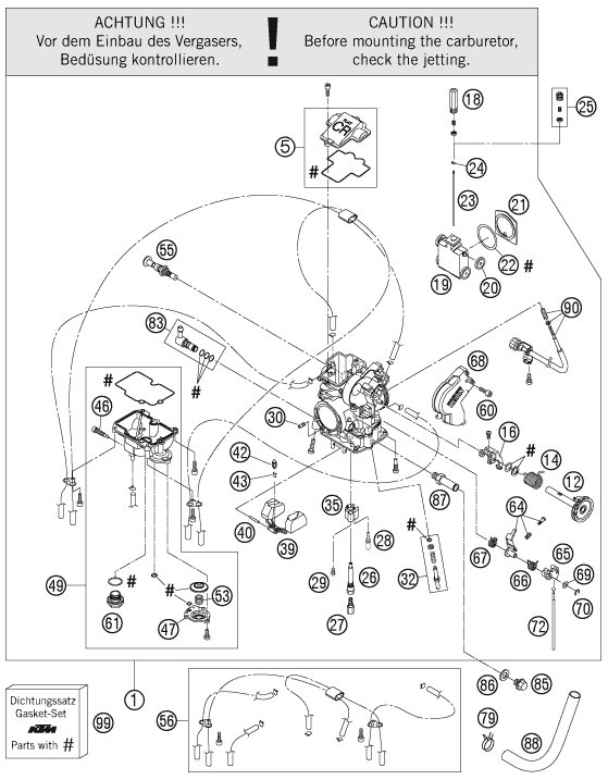 CARBURATEUR POUR 250 EXC RACING 2006 (EU)