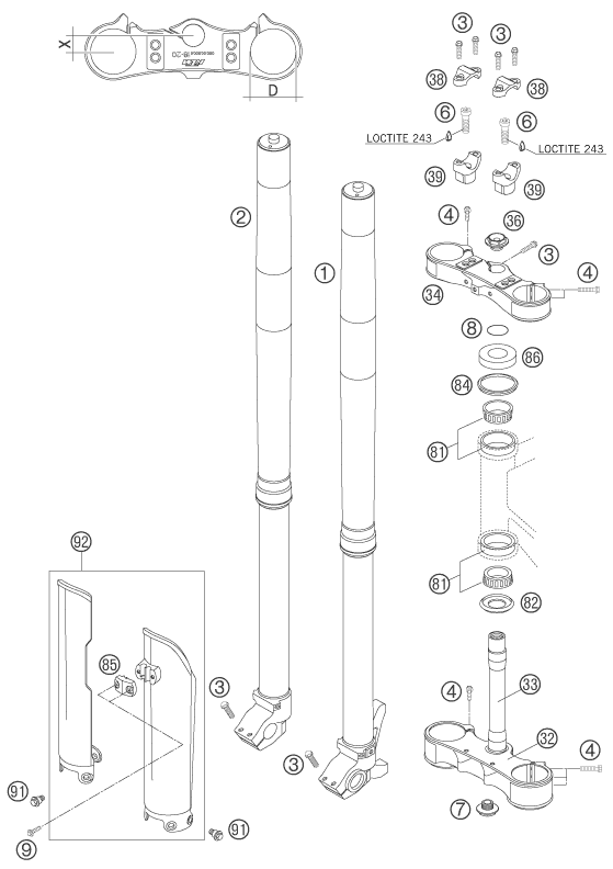 FOURCHE TELESCOPIQUE TE DE FOURCHE POUR 450 SMR 2006 EU