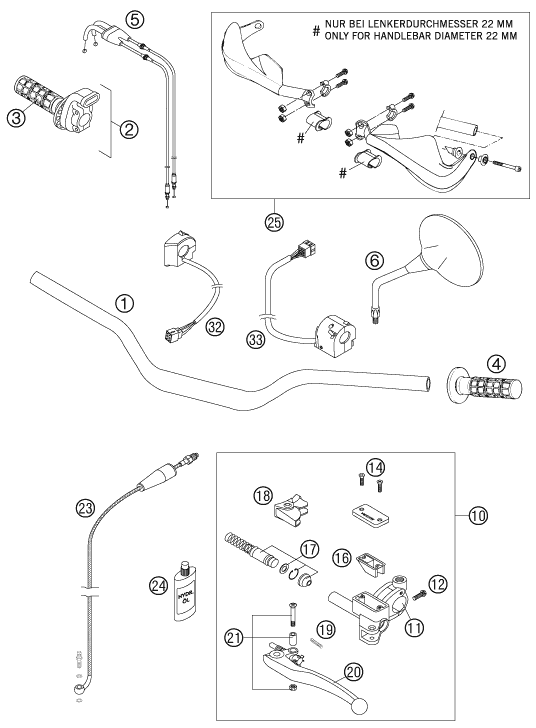 GUIDON ARMATURES POUR 990 ADVENTURE BLACK ABS 2006 (AU/GB)