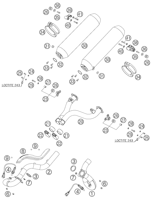 SYSTEME DECHAPPEMENT POUR 990 ADVENTURE BLACK ABS 2006 (AU/GB)