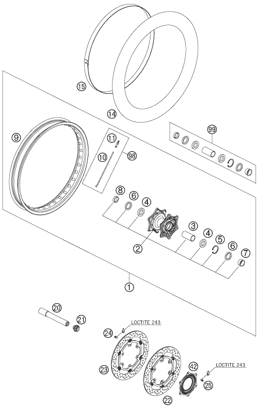 ROUE AVANT POUR 990 ADVENTURE BLACK ABS 07 (AU/GB)