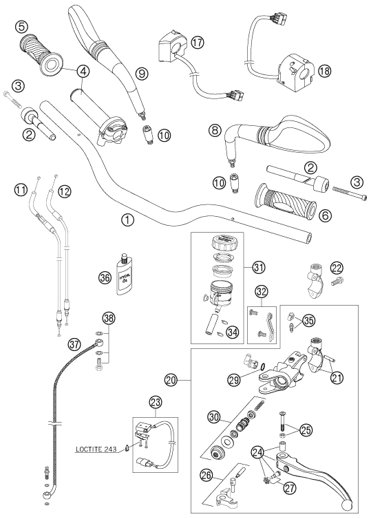 GUIDON ARMATURES POUR 990 SUPERDUKE BLACK 2006 (AU/GB)