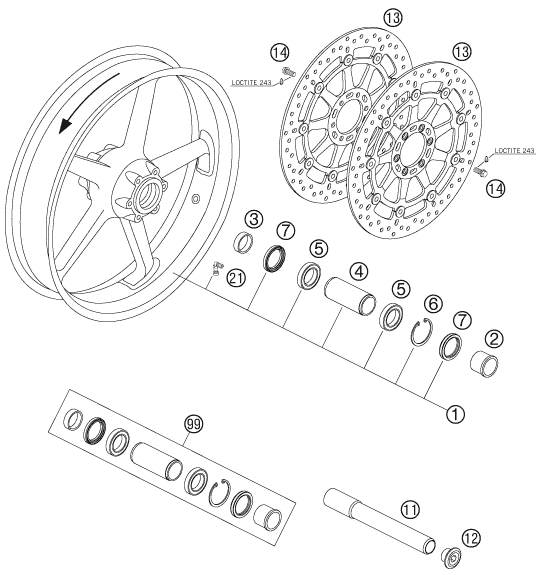 ROUE AVANT POUR 990 SUPER DUKE ANTHRAZIT 07 (AU/GB)