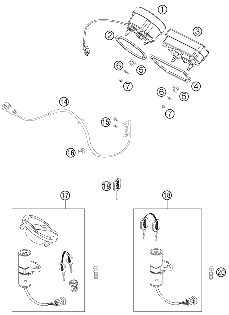 INSTRUMENTS  SYSTEME DE VERROUILLAGE POUR 990 SUPERDUKE ORANGE 2006 AUGB