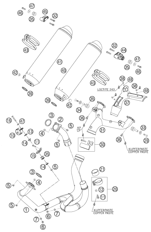 SYSTEME DECHAPPEMENT POUR 950 SUPERMOTO BLACK 2007 EU