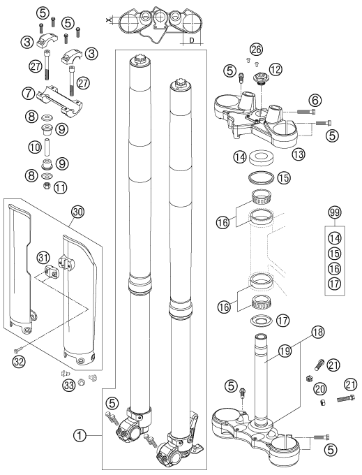 FOURCHE TELESCOPIQUE TE DE FOURCHE POUR 950 SUPERENDURO R 06 (EU)