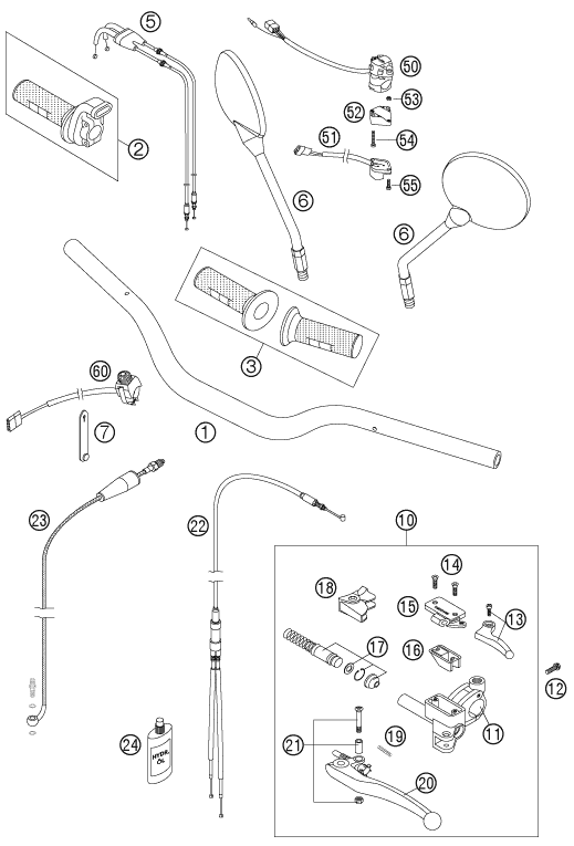 GUIDON ARMATURES POUR 950 SUPERENDURO R 06 EU