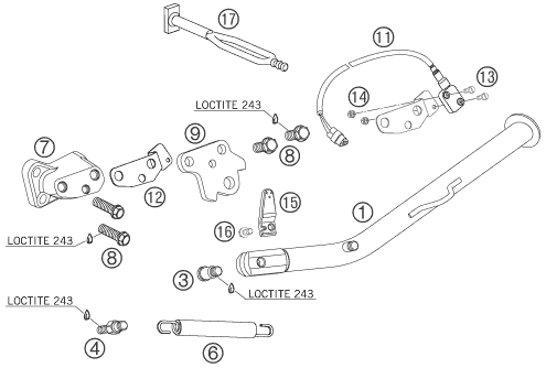 BEQUILLE LATERALE BEQUILLE CENTRALE POUR 950 SUPERENDURO R 06 (EU)