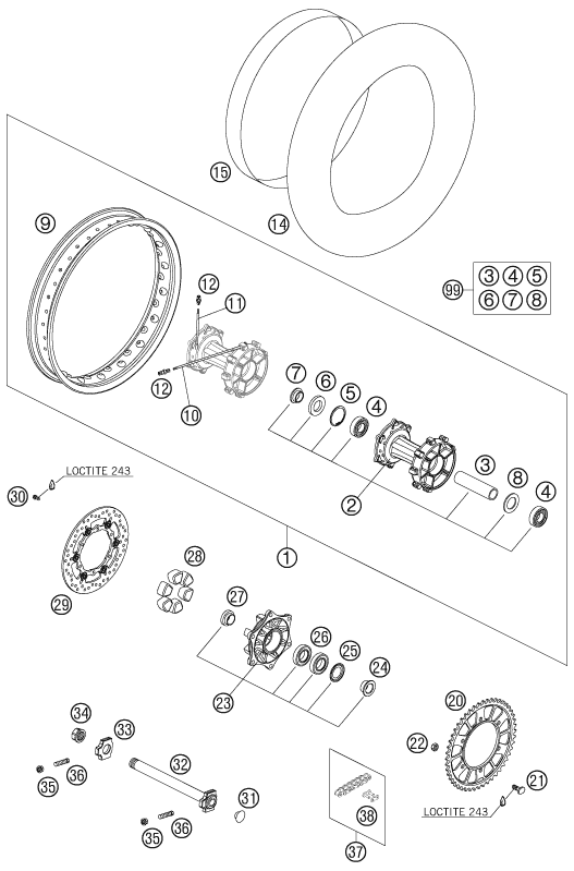 ROUE ARRIERE POUR 950 SUPERENDURO R 06 (EU)