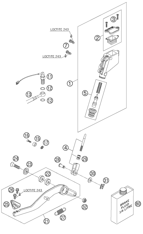 SYSTEME DE FREIN ARRIERE POUR 950 SUPERENDURO R 06 (EU)