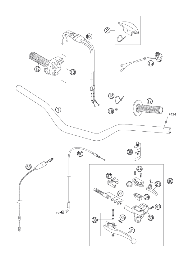 GUIDON ARMATURES POUR 250 SX-F 2006 (EU)