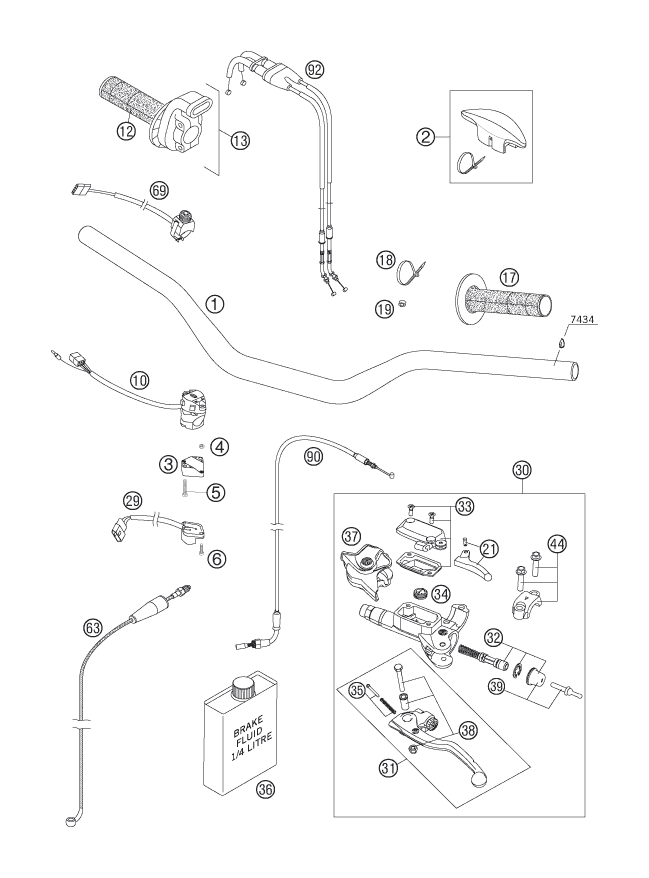 GUIDON ARMATURES POUR 250 EXC-F 2006 (EU)