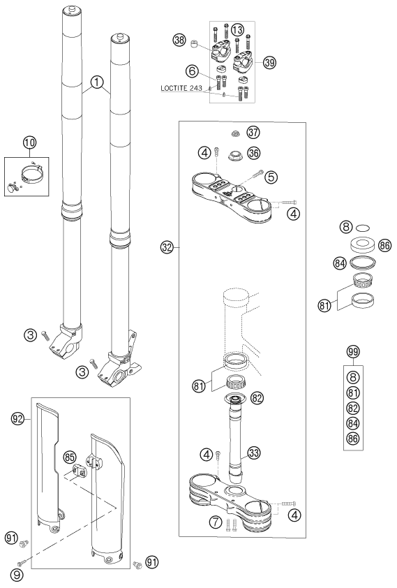FOURCHE TELESCOPIQUE TE DE FOURCHE POUR 125 SXS 2006 EU
