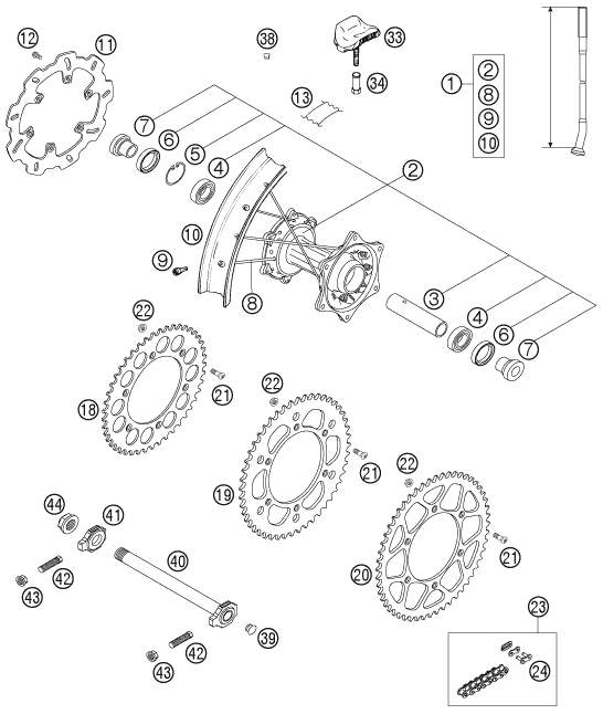 ROUE ARRIERE POUR 125 SXS 2006 EU