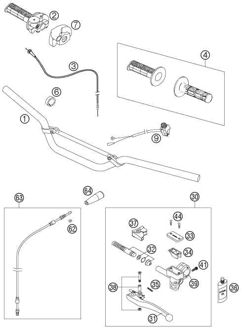 GUIDON ARMATURES POUR 65 SX 2007 (EU)