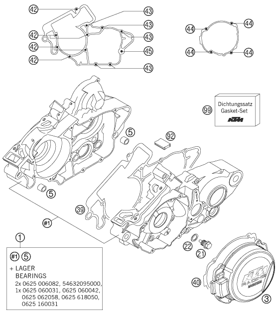 CARTER MOTEUR POUR 200 EXC 2007 EU