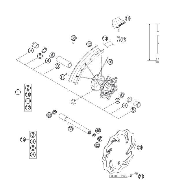 ROUE AVANT POUR 125 EXC 2007 (EU)