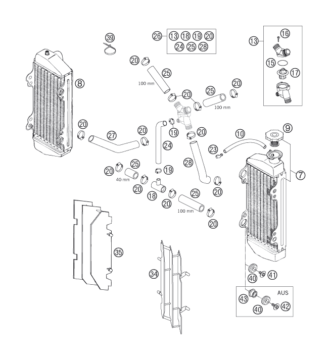 SYSTEME DE REFROIDISSEMENT POUR 125 EXC 2007 EU