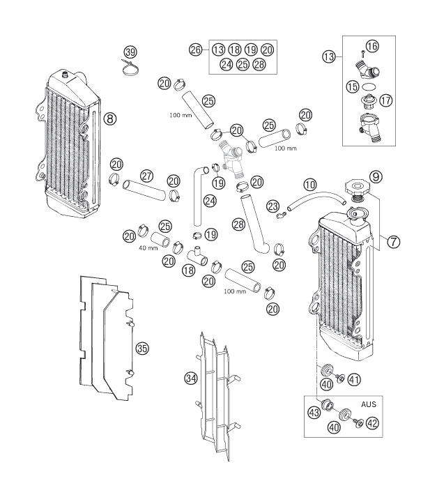 SYSTEME DE REFROIDISSEMENT POUR 250 EXC 2007 (EU)