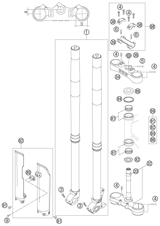 FOURCHE TELESCOPIQUE TE DE FOURCHE POUR 625 SXC 2007 (AU/GB)