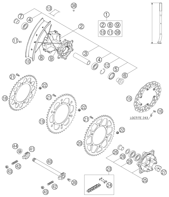 ROUE ARRIERE POUR 625 SXC 2007 EU
