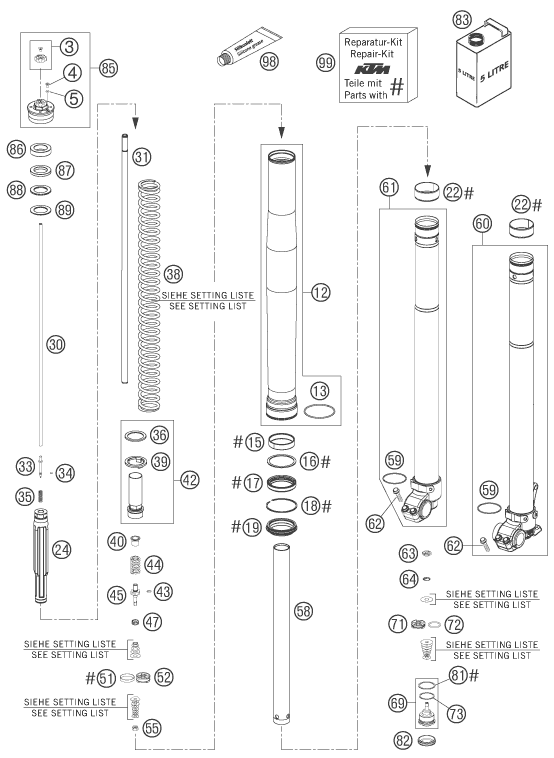 FOURCHE TELESCOPIQUE POUR 400 EXC FACTORY RACING (EU)