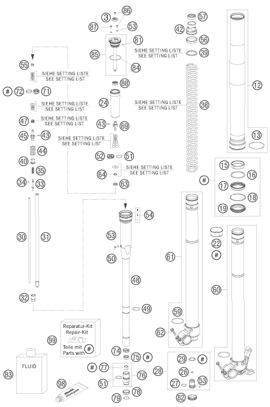 FOURCHE TELESCOPIQUE POUR 125 SX 2007 (EU)