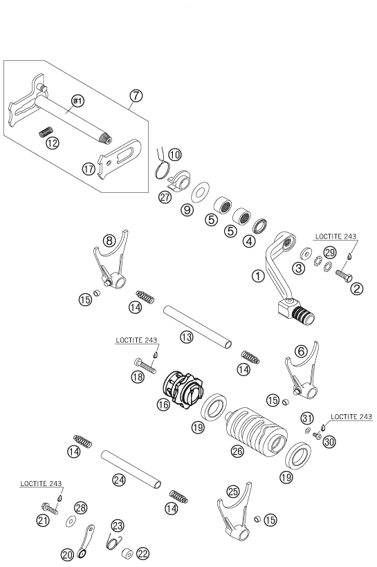 MECANISME DE SELECTION POUR 400 EXC FACTORY RACING (EU)