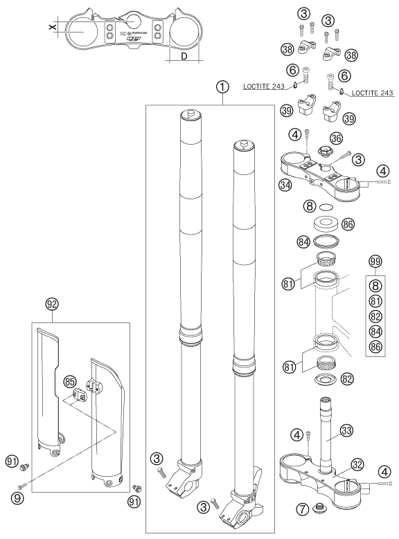 FOURCHE TELESCOPIQUE TE DE FOURCHE POUR 450 SMR 2007 EU