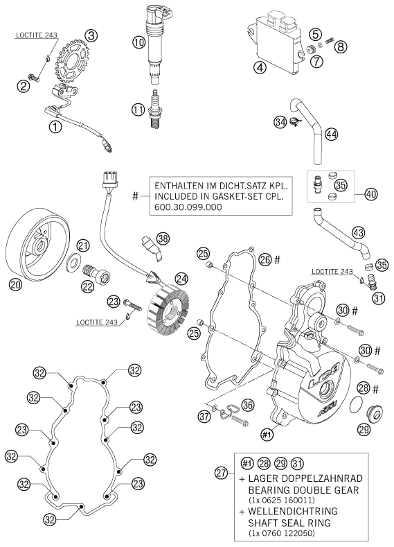 SYSTEME DE ALLUMAGE POUR 990 SUPER DUKE ORANGE 2007 AUGB