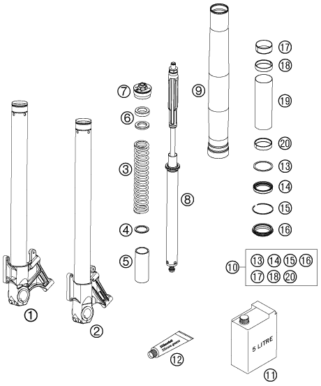 FOURCHE TELESCOPIQUE POUR 990 SUPER DUKE ANTHRAZIT 07 (AU/GB)