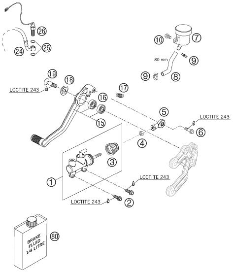 SYSTEME DE FREIN ARRIERE POUR 990 SUPER DUKE R 2007 (AU/GB)