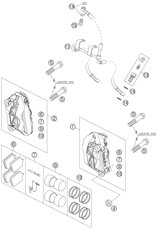 ETRIER DE FREIN AVANT POUR 990 SUPER DUKE ANTHRAZIT 07 (AU/GB)