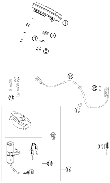 INSTRUMENTS SYSTEME DE VERROUILLAGE POUR 990 SUPER DUKE R 2007 (AU/GB)