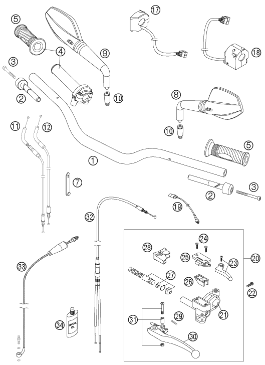 GUIDON ARMATURES POUR 950 SUPERMOTO ORANGE 07 EU