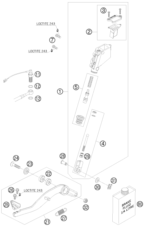 SYSTEME DE FREIN ARRIERE POUR 950 SUPERMOTO R 2007 (AU/GB)