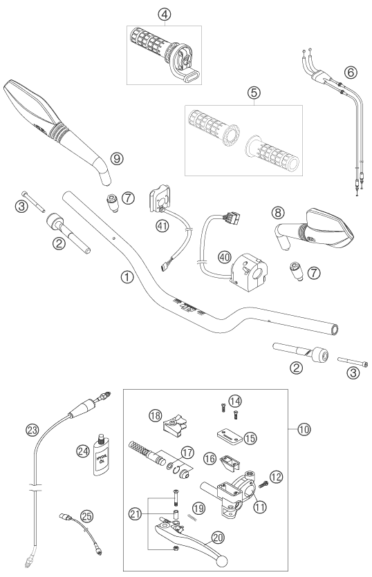 GUIDON ARMATURES POUR 690 SUPERMOTO BLACK 2007 EU