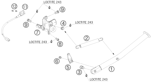 BEQUILLE LATERALE BEQUILLE CENTRALE POUR 690 SUPERMOTO BLACK 2007 (AU/GB)