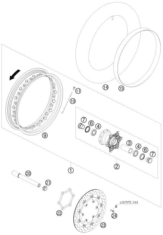 ROUE AVANT POUR 690 SUPERMOTO BLACK 2007 EU