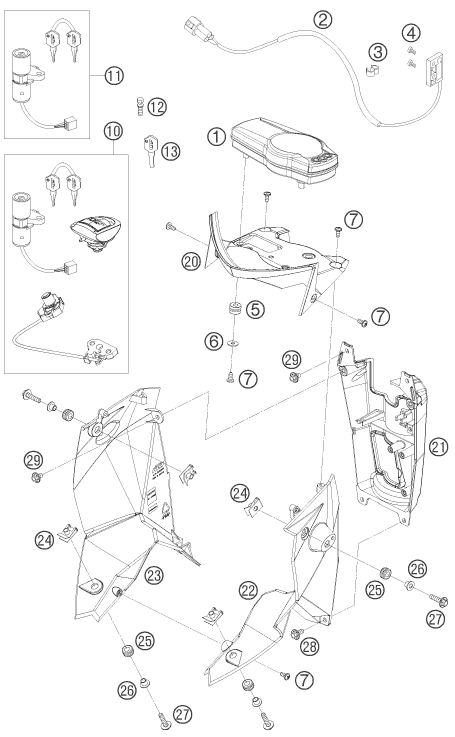 INSTRUMENTS SYSTEME DE VERROUILLAGE POUR 690 SUPERMOTO BLACK 2007 (AU/GB)