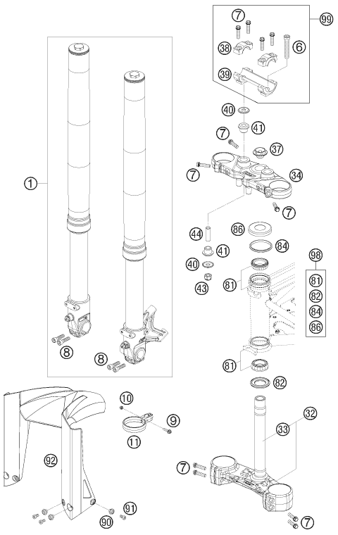 FOURCHE TELESCOPIQUE TE DE FOURCHE POUR 690 SUPERMOTO PRESTIGE 2007 EU