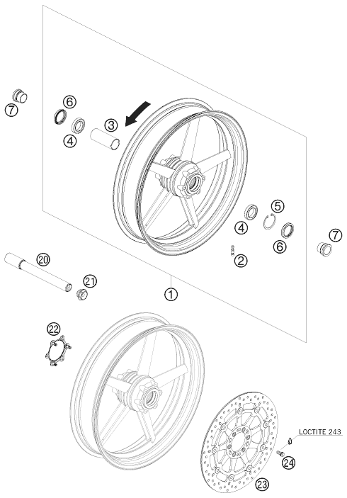 ROUE AVANT POUR 690 SUPERMOTO PRESTIGE 2007 (AU/GB)