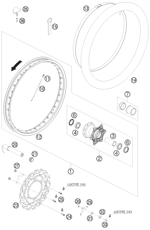 ROUE AVANT POUR 690 RALLY FACTORY REPLICA 2007 EU