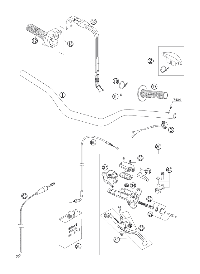 GUIDON ARMATURES POUR 250 SX F 2007 EU