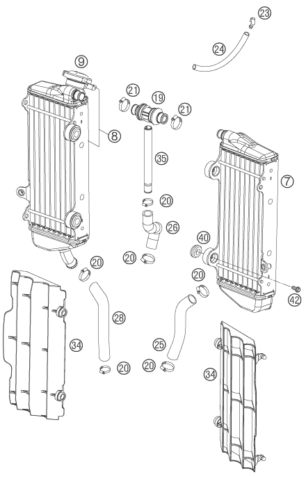 SYSTEME DE REFROIDISSEMENT POUR 250 SX F 2007 EU