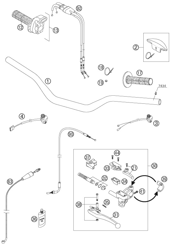 GUIDON ARMATURES POUR 450 SX-F 2007 (EU)