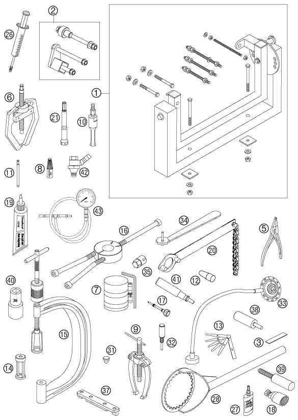 OUTILS SPECIAUX MOTEUR POUR 505 SX F PRESERIES 2007 EU