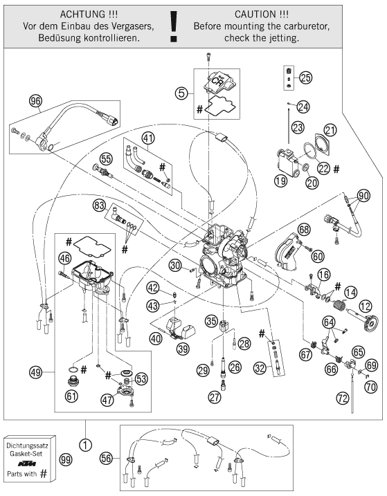 CARBURATEUR POUR 505 SX F PRESERIES 2007 EU