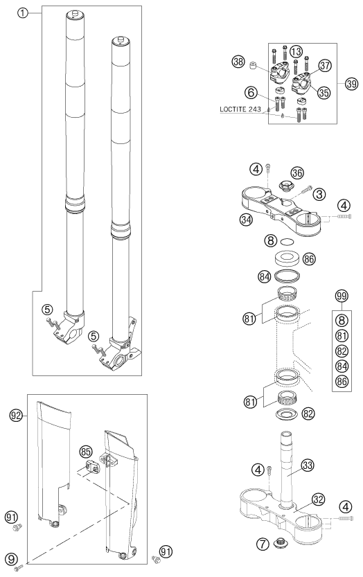 FOURCHE TELESCOPIQUE TE DE FOURCHE POUR 400 EXC FACTORY RACING (EU)